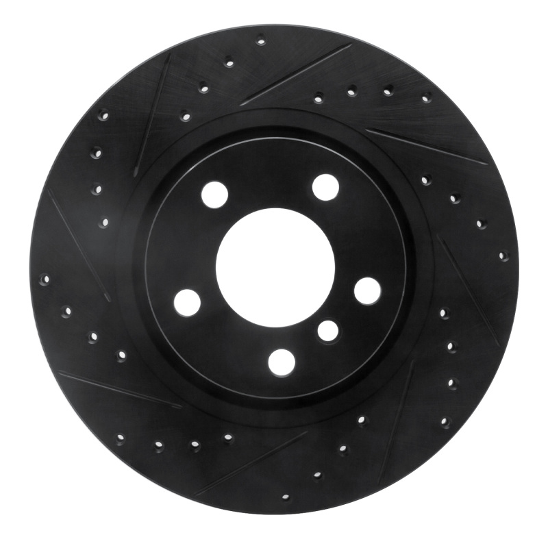 R1 11-18 BMW X4 Rear Left Drilled & Slotted Black Brake Rotor