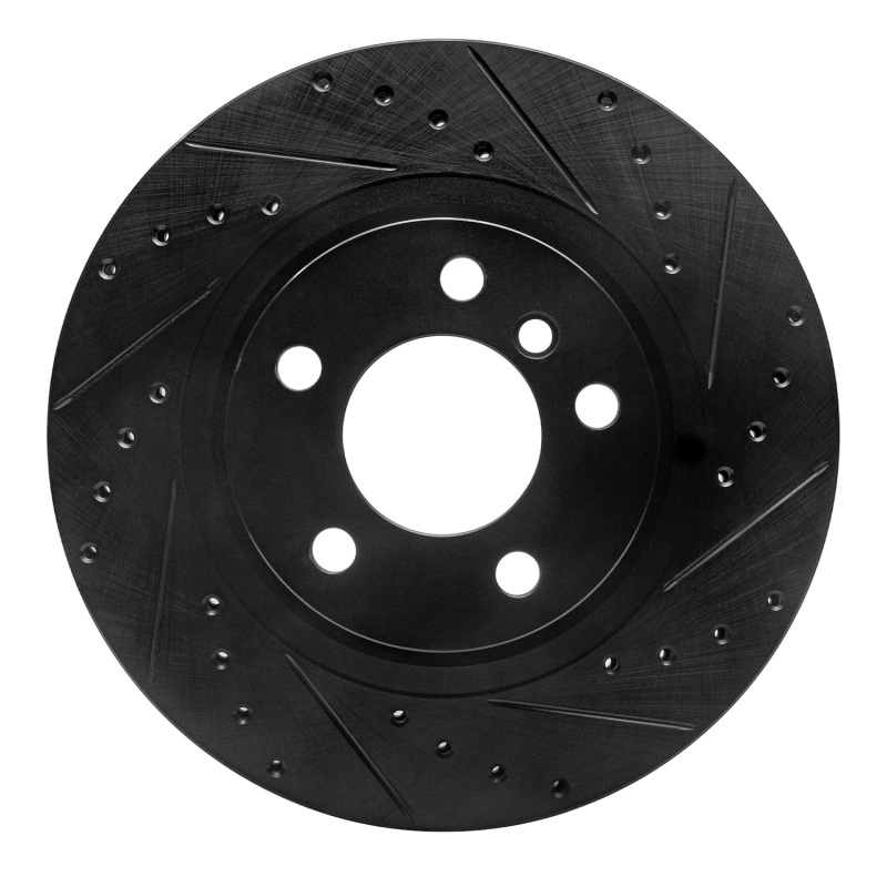 R1 11-18 BMW X3 Rear Right Drilled & Slotted Black Brake Rotor