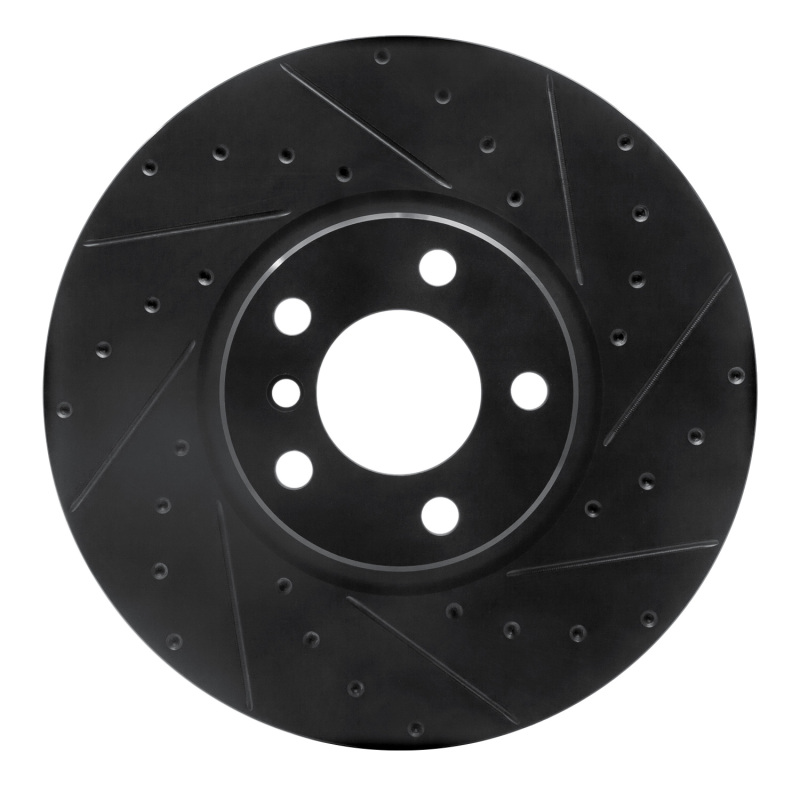 R1 16-18 BMW X4 Right Front Drilled & Slotted Black Brake Rotor