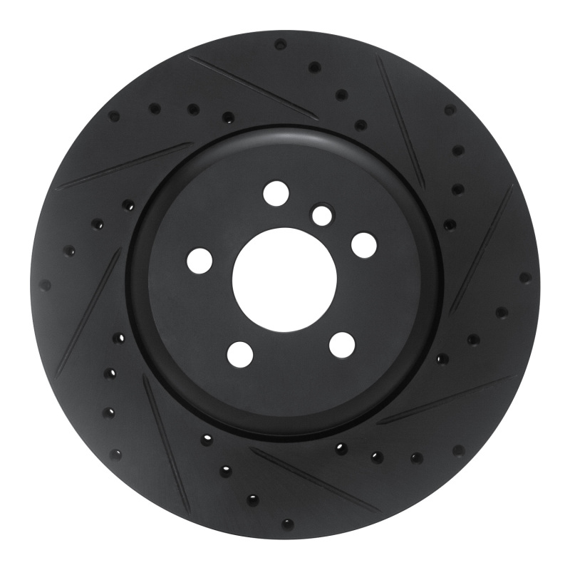 R1 17-25 BMW 330I Front Right Drilled & Slotted Black Brake Rotor