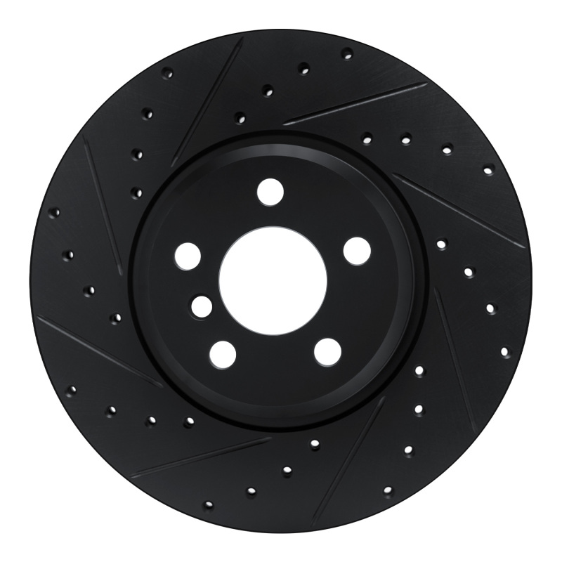 R1 18-25 BMW 430I xDrive Gran Coupe Front Left Drilled & Slotted Black Brake Rotor