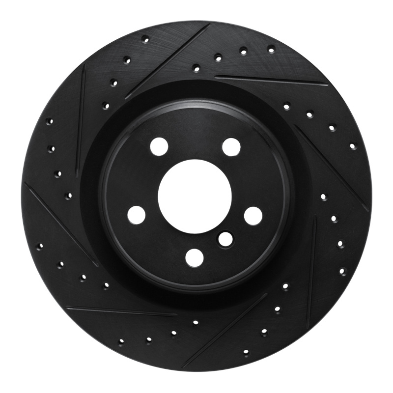 R1 -24 BMW M235I xDrive Gran Coupe Rear Left Drilled & Slotted Black Brake Rotor