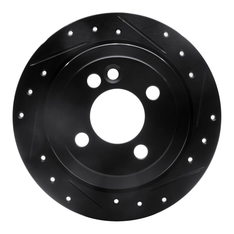 R1 02-15 Mini Cooper (Excl Clubman) Rear Right Drilled & Slotted Black Brake Rotor