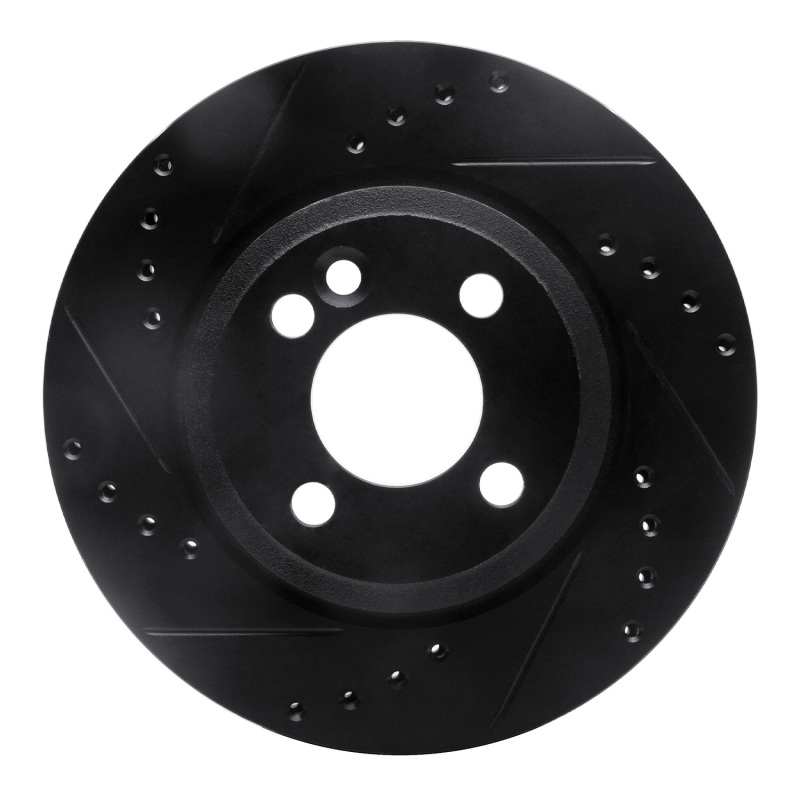 R1 02-08 Mini Cooper (Excl Clubman) Front Left Drilled & Slotted Black Brake Rotor