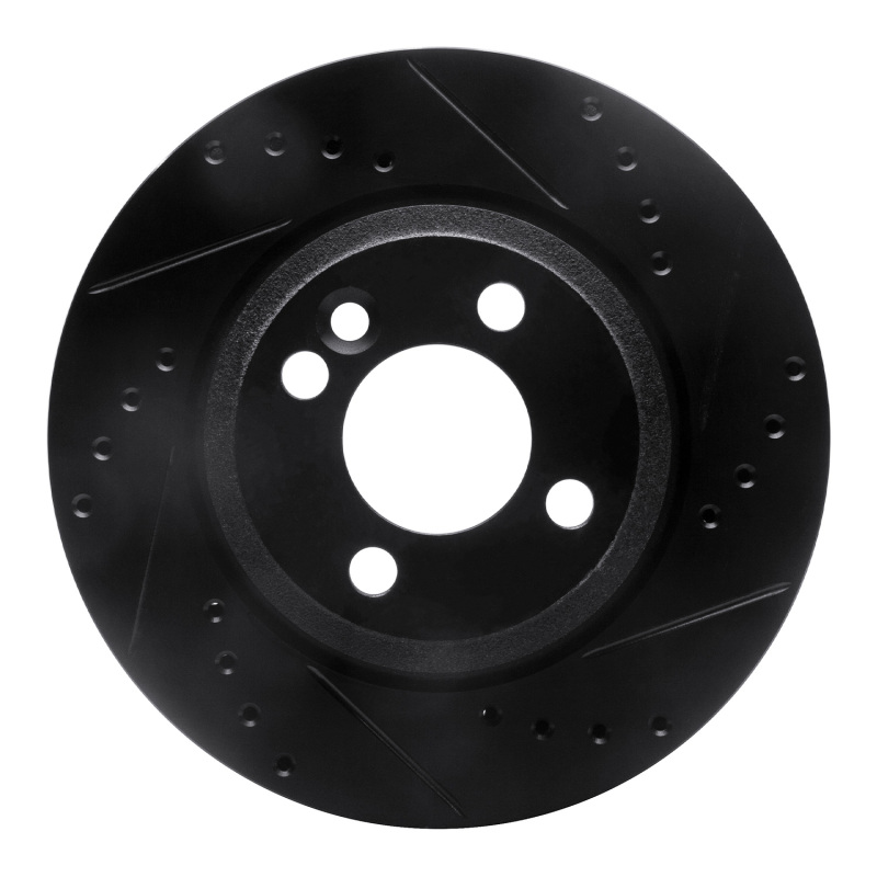 R1 02-08 Mini Cooper (Excl Clubman) Front Right Drilled & Slotted Black Brake Rotor