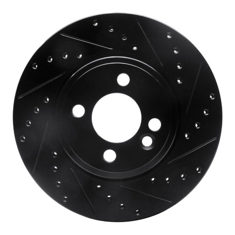 R1 07-15 Mini Cooper (Excl Clubman) Front Right Drilled & Slotted Black Brake Rotor