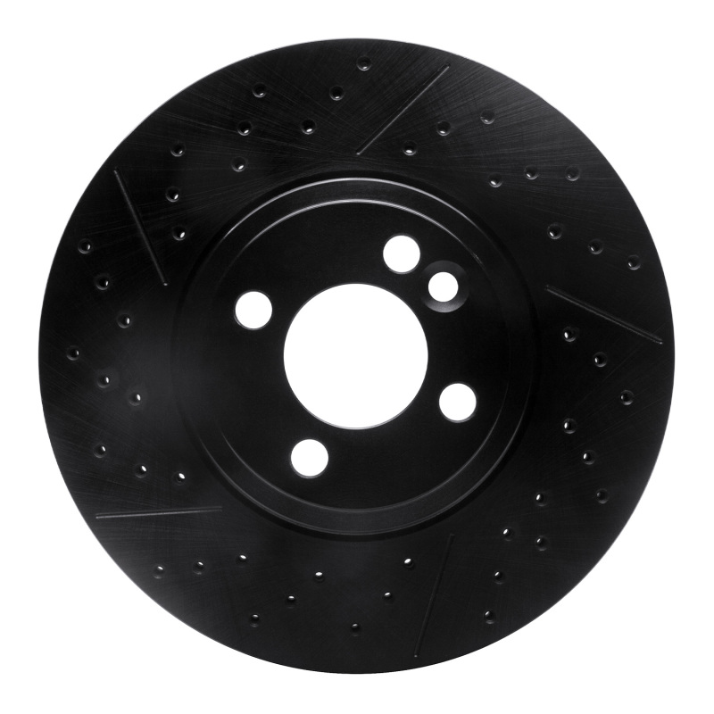 R1 07-15 Mini Cooper Clubman Front Drilled & Slotted Black Brake Rotor