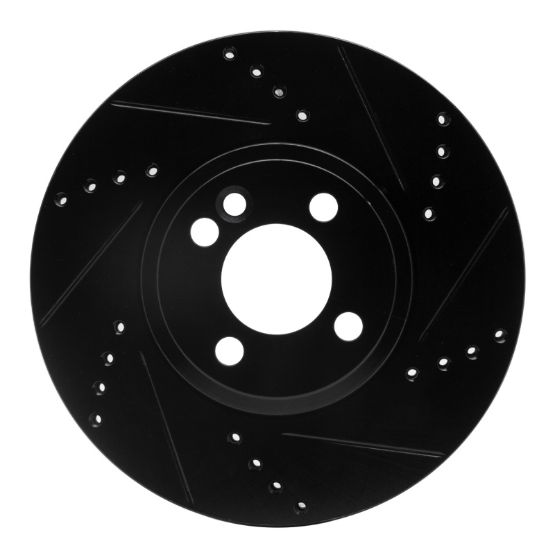 R1 07-15 Mini Cooper (Excl Clubman) Front Right Drilled & Slotted Black Brake Rotor