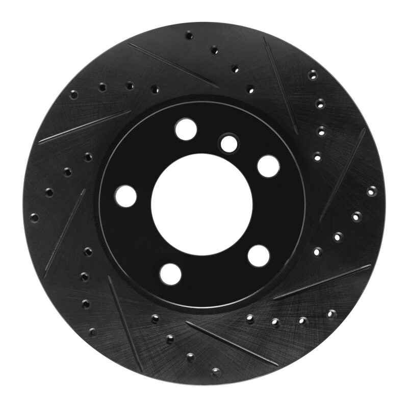 R1 11-16 Mini Cooper Paceman Front Right Drilled & Slotted Black Brake Rotor