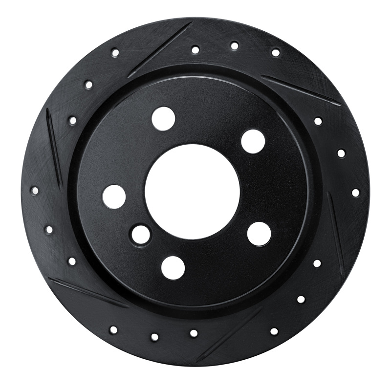 R1 14-24 Mini Cooper (Excl Clubman) Rear Left Drilled & Slotted Black Brake Rotor