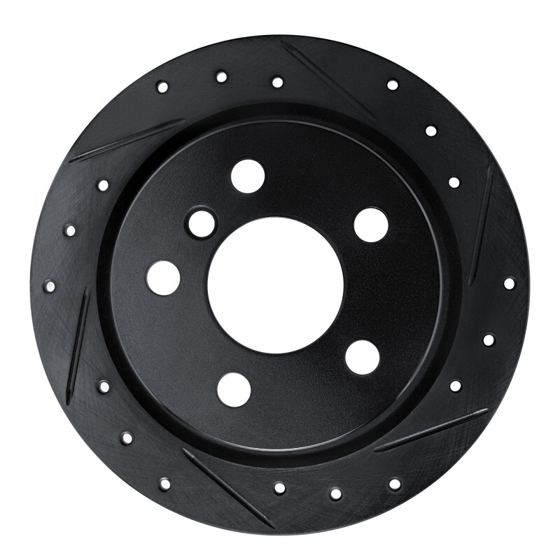 R1 14-24 Mini Cooper (Excl Clubman) Rear Right Drilled & Slotted Black Brake Rotor