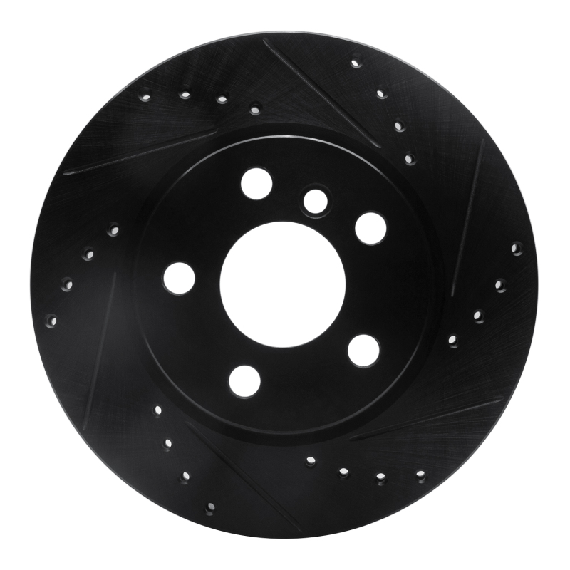 R1 14-24 Mini Cooper (Excl Clubman) Front Right Drilled & Slotted Black Brake Rotor