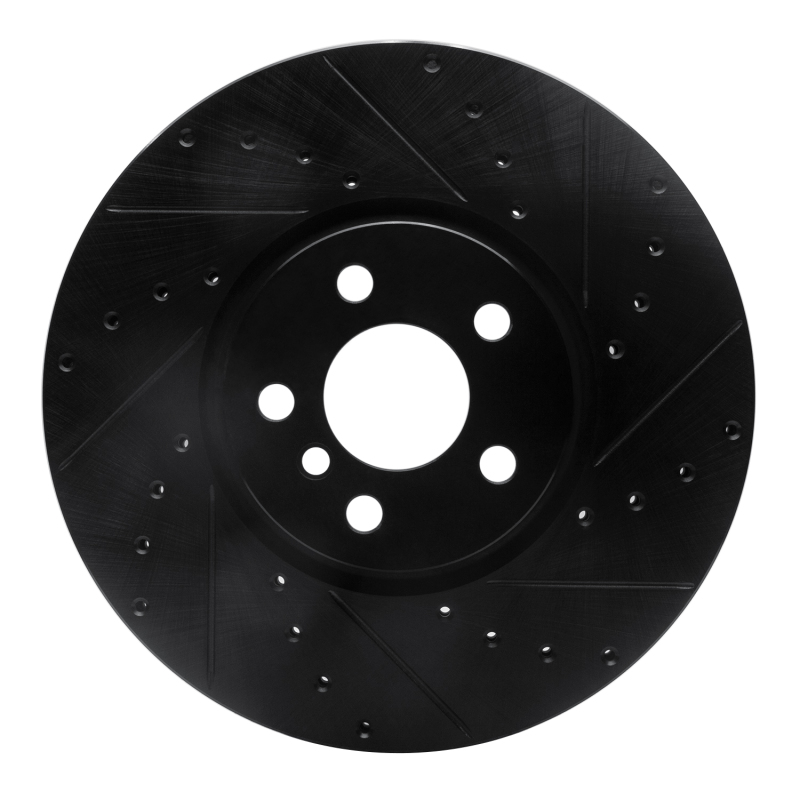 R1 15-19 Mini Cooper Countryman Front Right Drilled & Slotted Black Brake Rotor