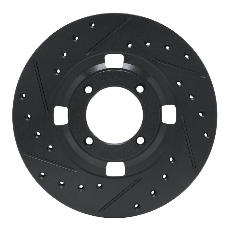 R1 83-89 Isuzu Impulse Front Left Drilled & Slotted Black Brake Rotor