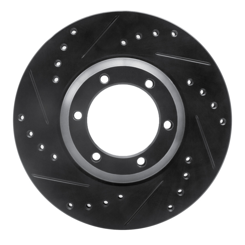 R1 84-87 Isuzu Pickup Front Left Drilled & Slotted Black Brake Rotor