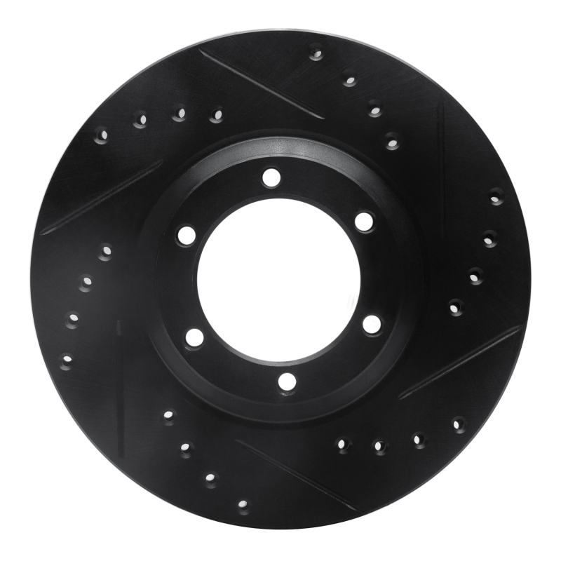 R1 84-87 Isuzu Pickup Front Right Drilled & Slotted Black Brake Rotor