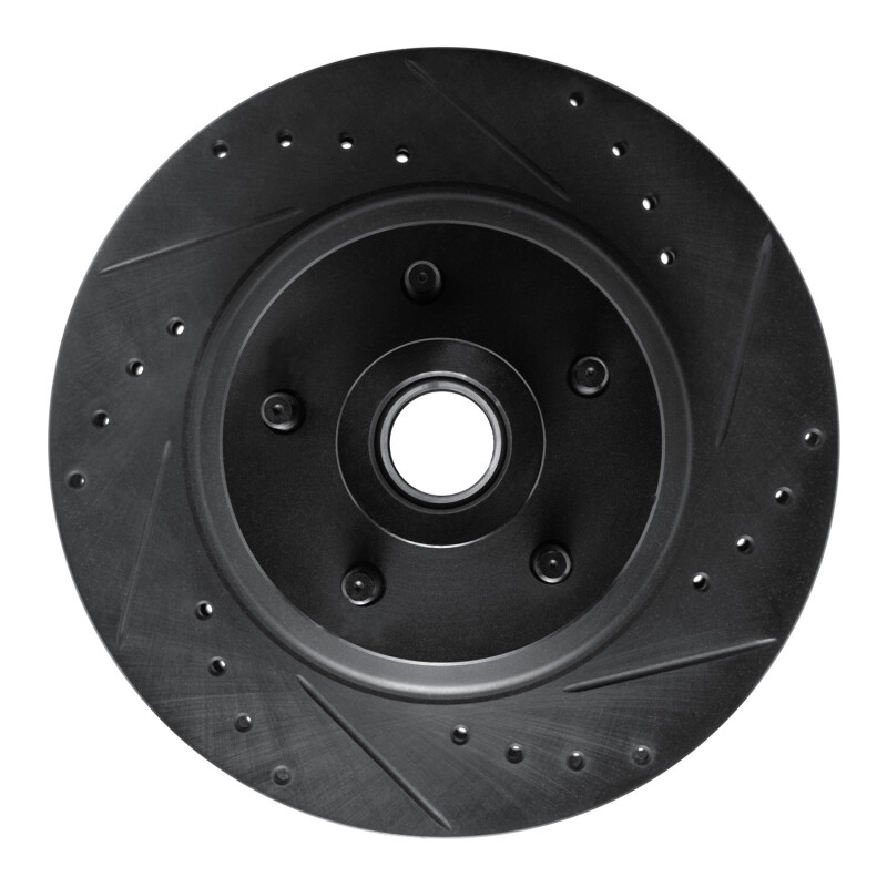 R1 69-73 Chrysler 300 Front Right Drilled & Slotted Black Brake Rotor