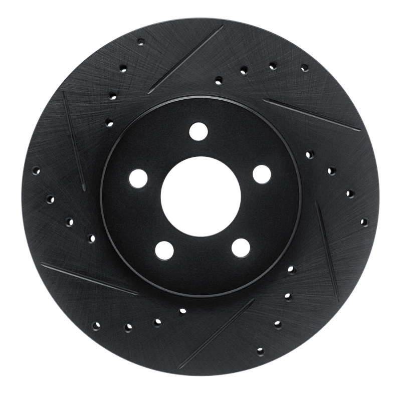 R1 89-95 Chrysler LeBaron Front Left Drilled & Slotted Black Brake Rotor