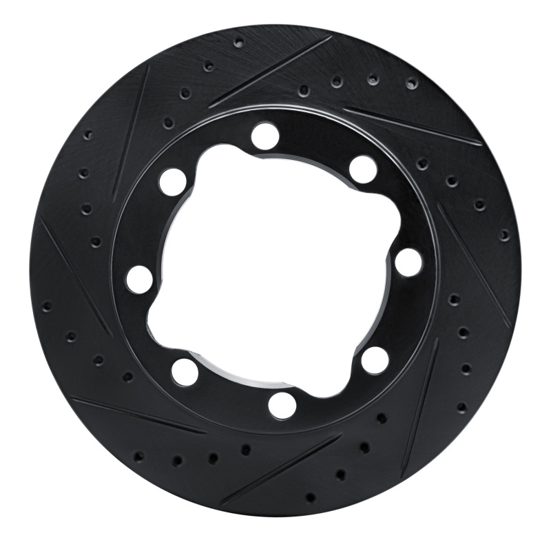 R1 92-00 Chevrolet K3500 Front Left Drilled & Slotted Black Brake Rotor