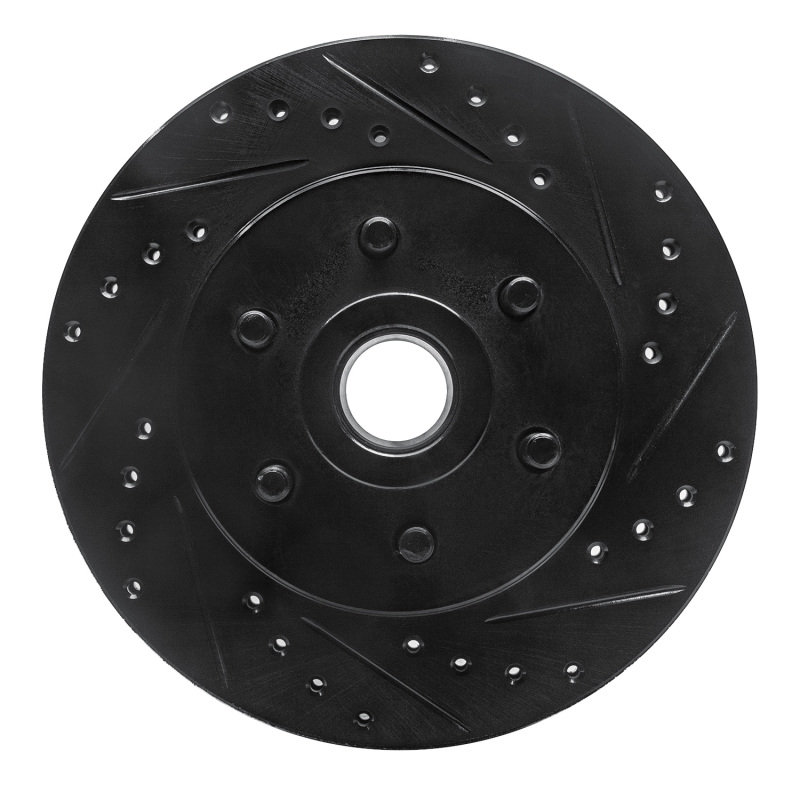 R1 91-96 Dodge Dakota RWD Front Right Drilled & Slotted Black Brake Rotor