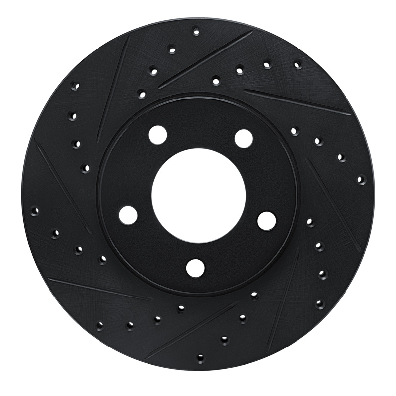 R1 91-96 Chrysler Town & Country Front Left Drilled & Slotted Black Brake Rotor