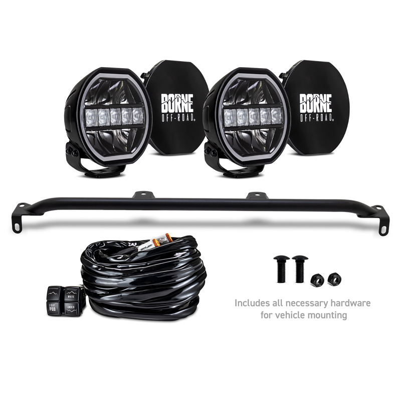 Borne Off-Road 2021+ Ford Bronco Direct Fit Lights - Mod Bumper - 2in x 7in Round - Bumper