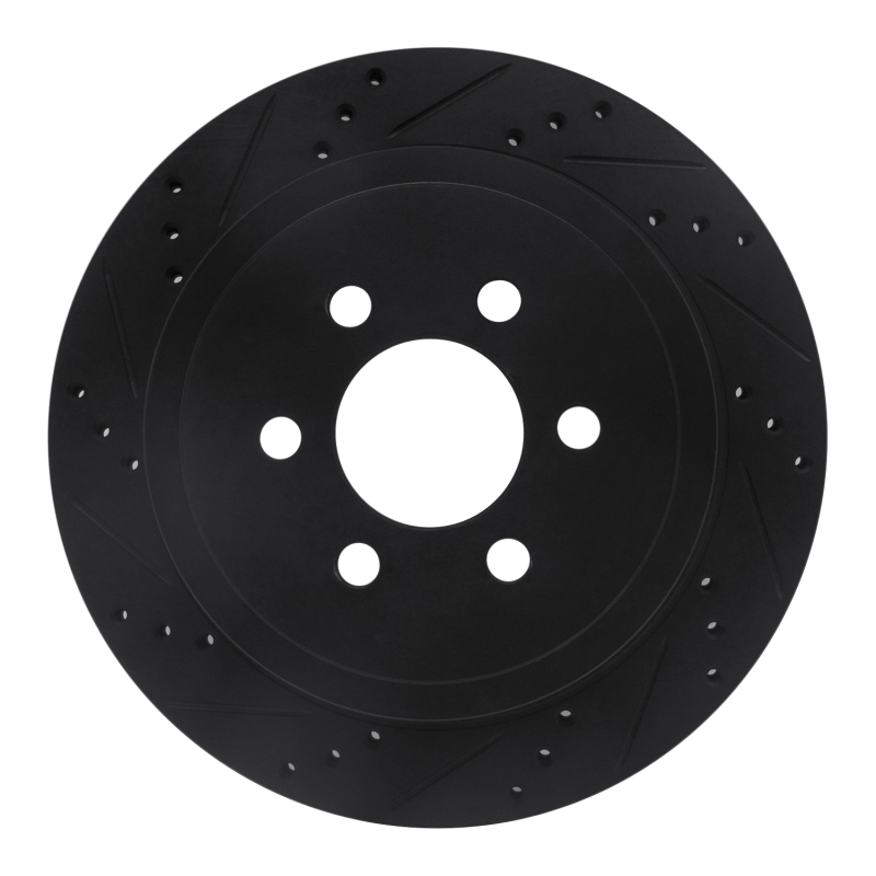 R1 03-03 Dodge Durango Rear Left Drilled & Slotted Black Brake Rotor
