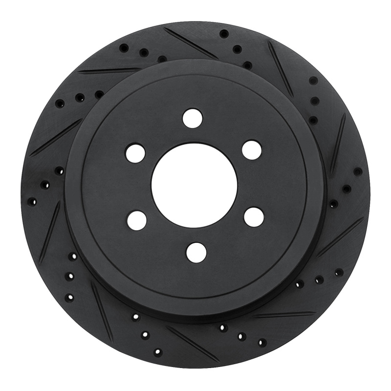 R1 03-03 Dodge Durango Rear Right Drilled & Slotted Black Brake Rotor