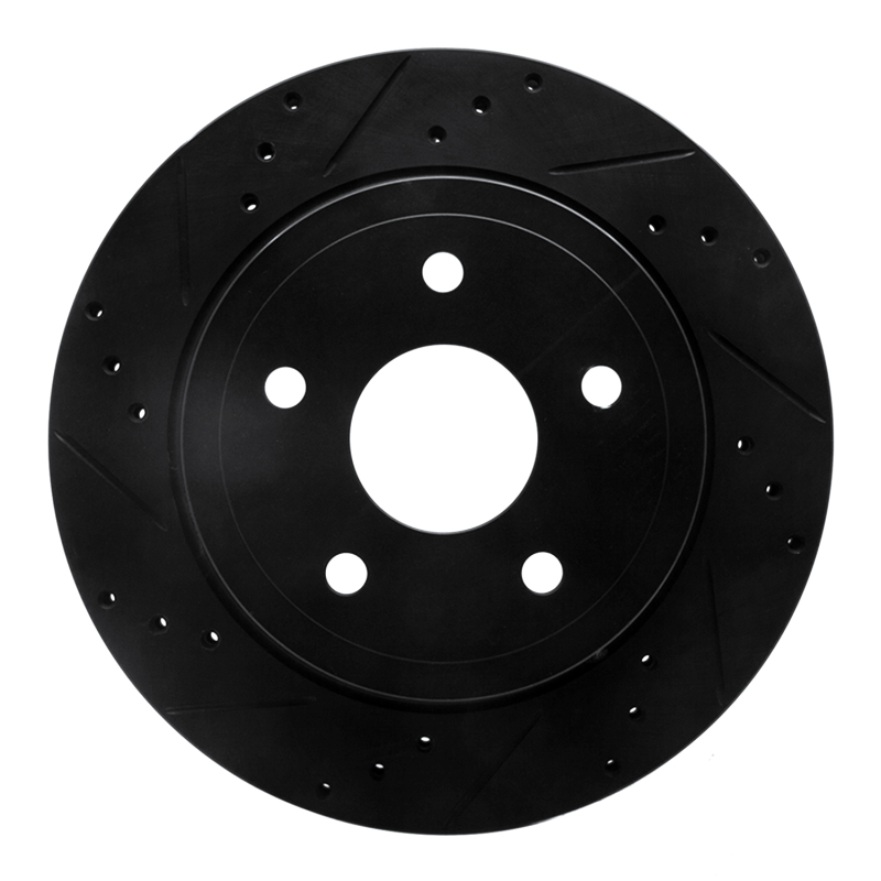 R1 04-06 Dodge Ram 1500 Pickup Rear Left Drilled & Slotted Black Brake Rotor