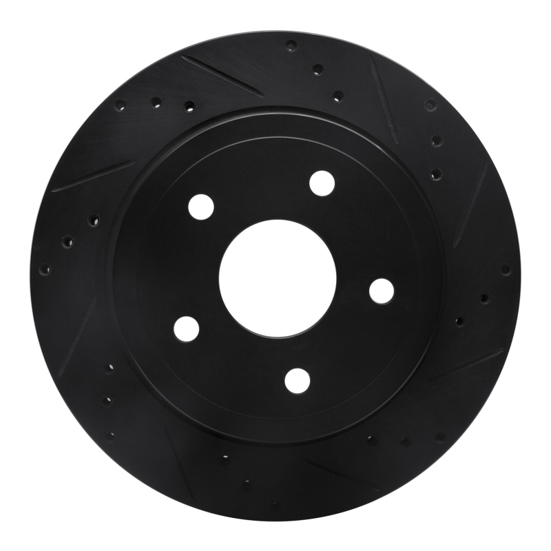 R1 04-06 Dodge Ram 1500 Pickup Rear Right Drilled & Slotted Black Brake Rotor