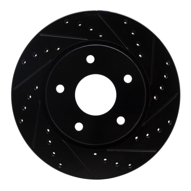 R1 08-16 Chrysler Town & Country Front Right Drilled & Slotted Black Brake Rotor