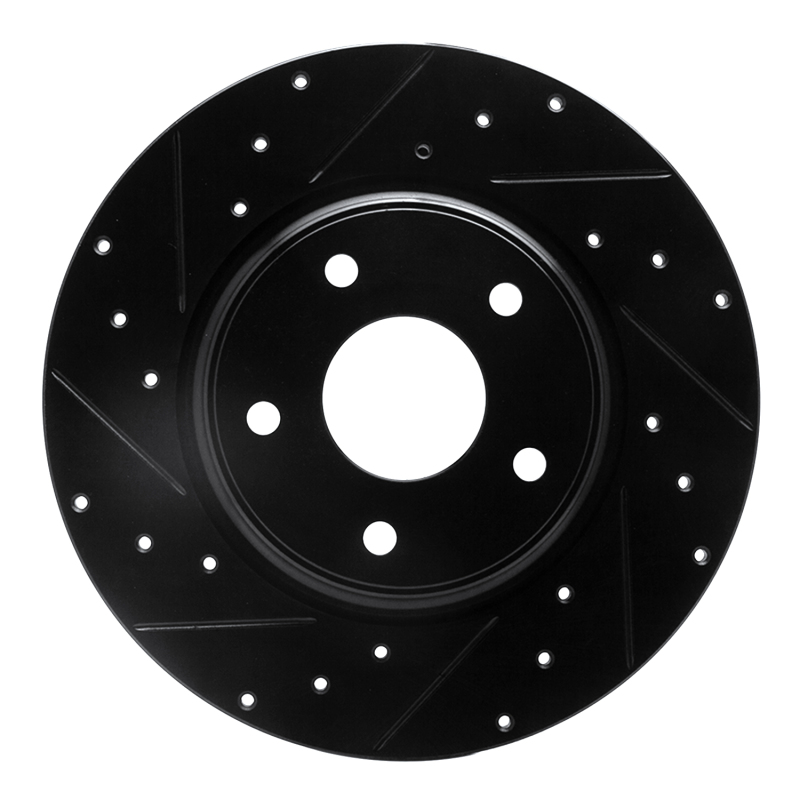 R1 12-20 Chrysler Town & Country Rear Left Drilled & Slotted Black Brake Rotor