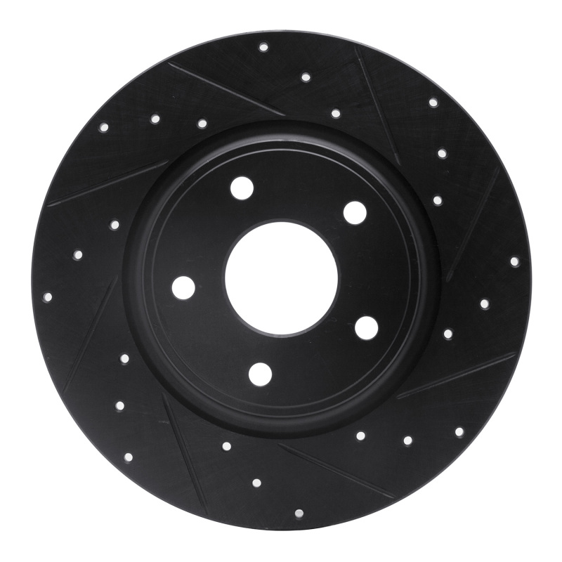 R1 12-20 Chrysler Town & Country Rear Right Drilled & Slotted Black Brake Rotor