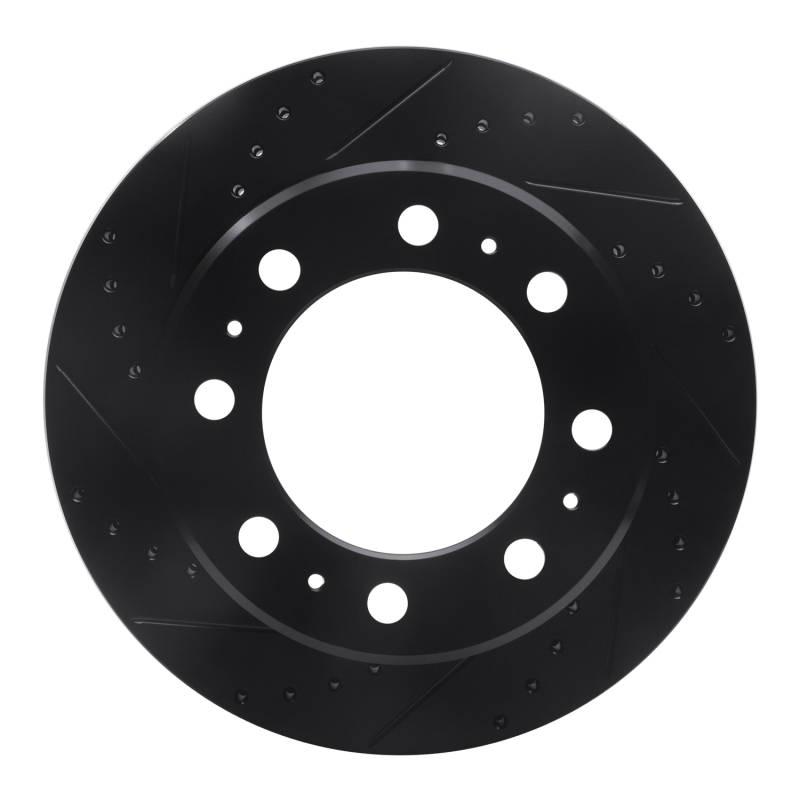 R1 09-25 Dodge Ram 2500 Rear Left Drilled & Slotted Black Brake Rotor