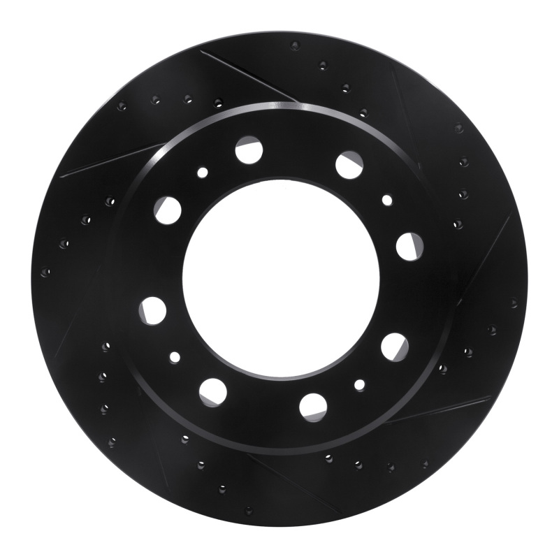 R1 09-25 Dodge Ram 3500 Rear Right Drilled & Slotted Black Brake Rotor