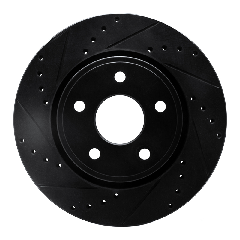 R1 05-10 Jeep Commander Front Left Drilled & Slotted Black Brake Rotor