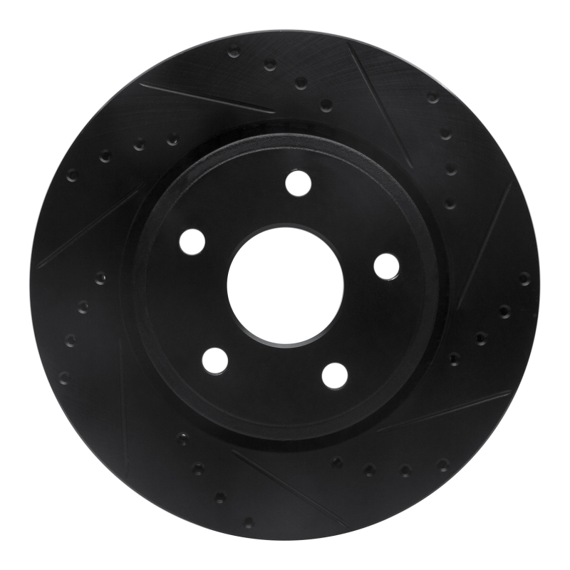 R1 05-10 Jeep Commander Front Right Drilled & Slotted Black Brake Rotor
