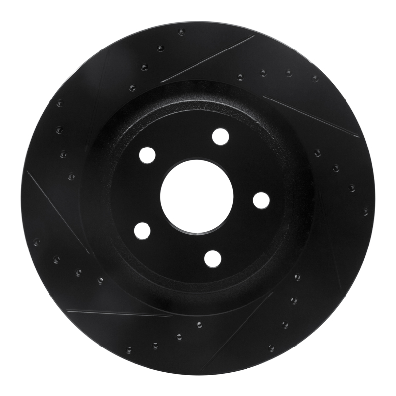 R1 06-10 Jeep Grand Cherokee Front Left Drilled & Slotted Black Brake Rotor