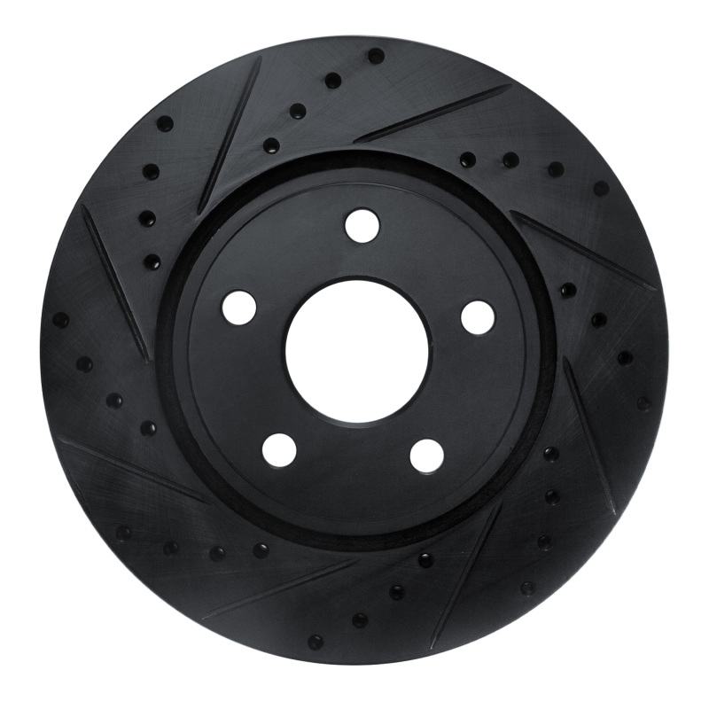R1 11-22 Dodge Durango Front Left Drilled & Slotted Black Brake Rotor