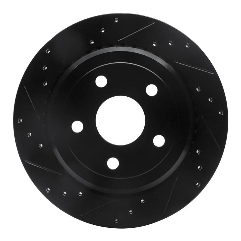 R1 11-25 Dodge Durango Rear Left Drilled & Slotted Black Brake Rotor