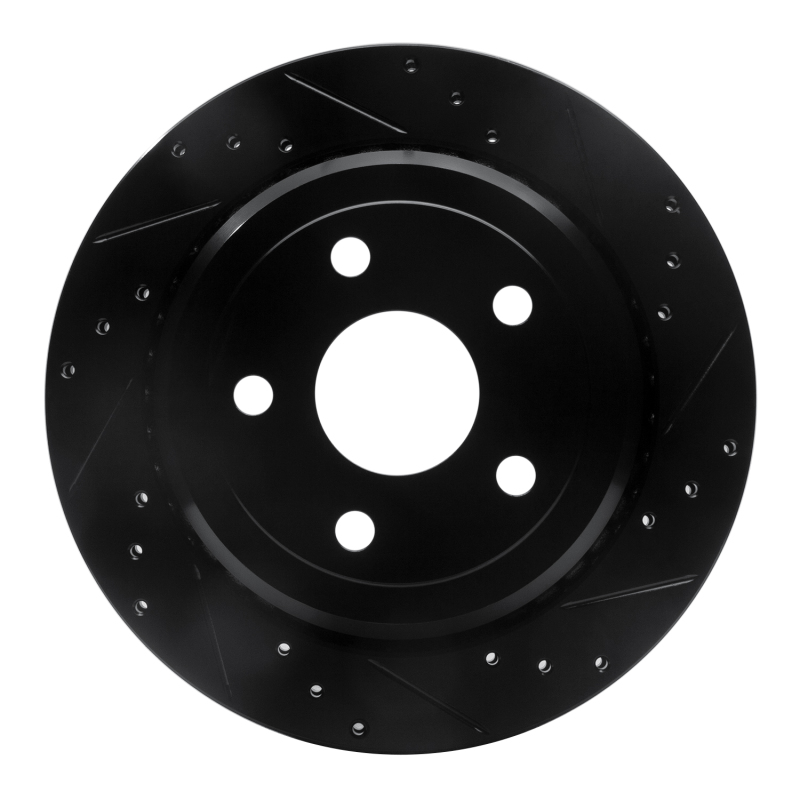 R1 11-25 Dodge Durango Rear Right Drilled & Slotted Black Brake Rotor