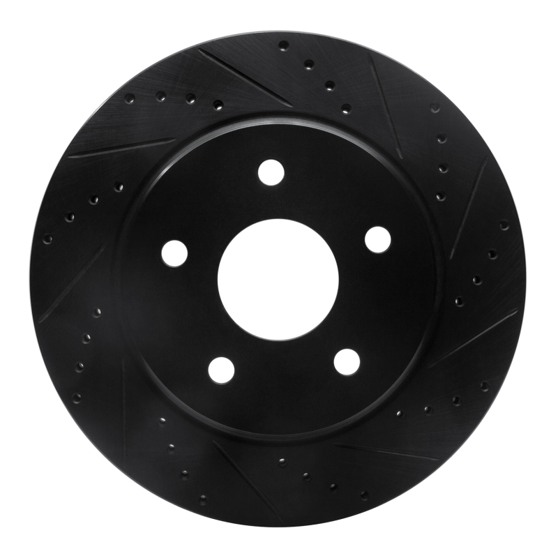 R1 08-12 Jeep J8 Front Right Drilled & Slotted Black Brake Rotor