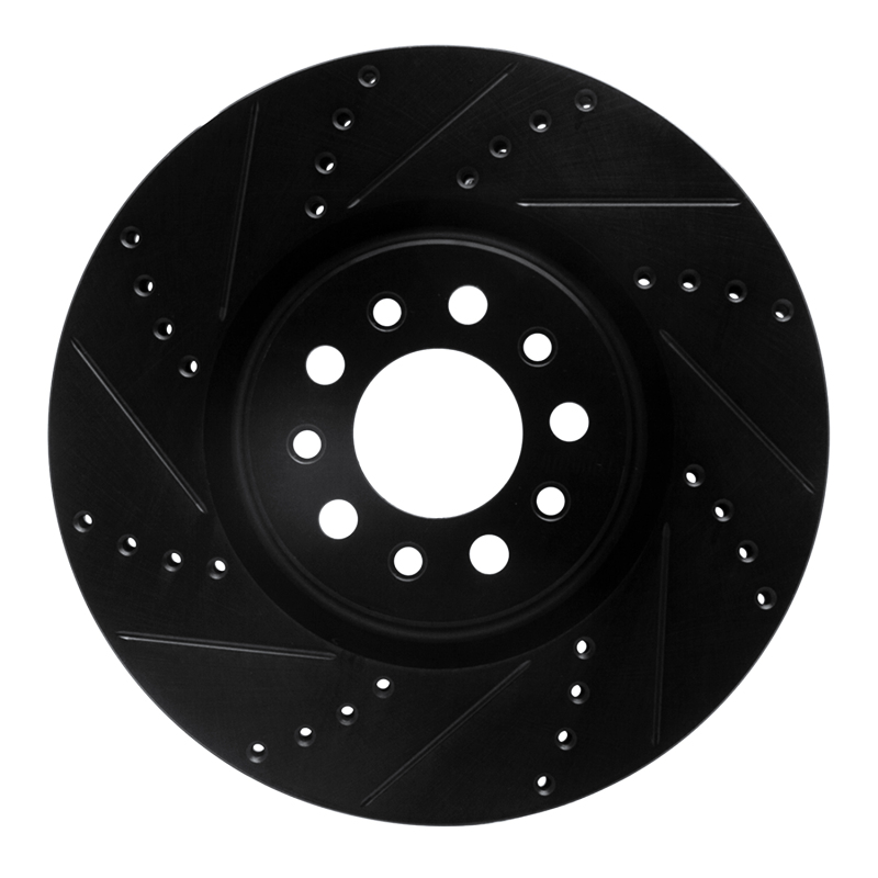 R1 14-25 Alfa Romeo Tonale Front Left Drilled & Slotted Black Brake Rotor