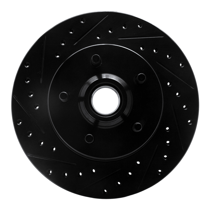 R1 86-92 Jeep Wagoneer Front Left Drilled & Slotted Black Brake Rotor