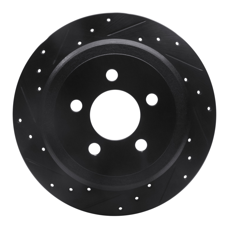 R1 07-12 Dodge Nitro Rear Left Drilled & Slotted Black Brake Rotor