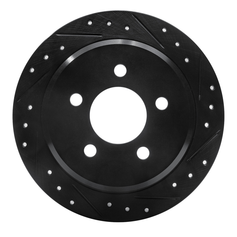 R1 93-98 Jeep Grand Cherokee Rear Right Drilled & Slotted Black Brake Rotor