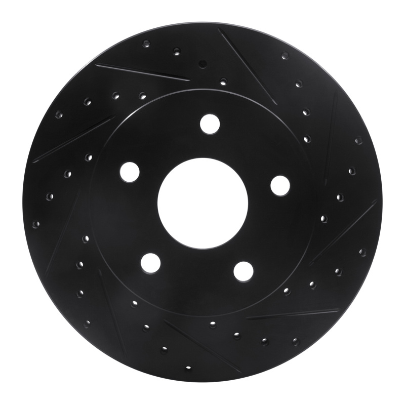 R1 99-04 Jeep Grand Cherokee Front Right Drilled & Slotted Black Brake Rotor