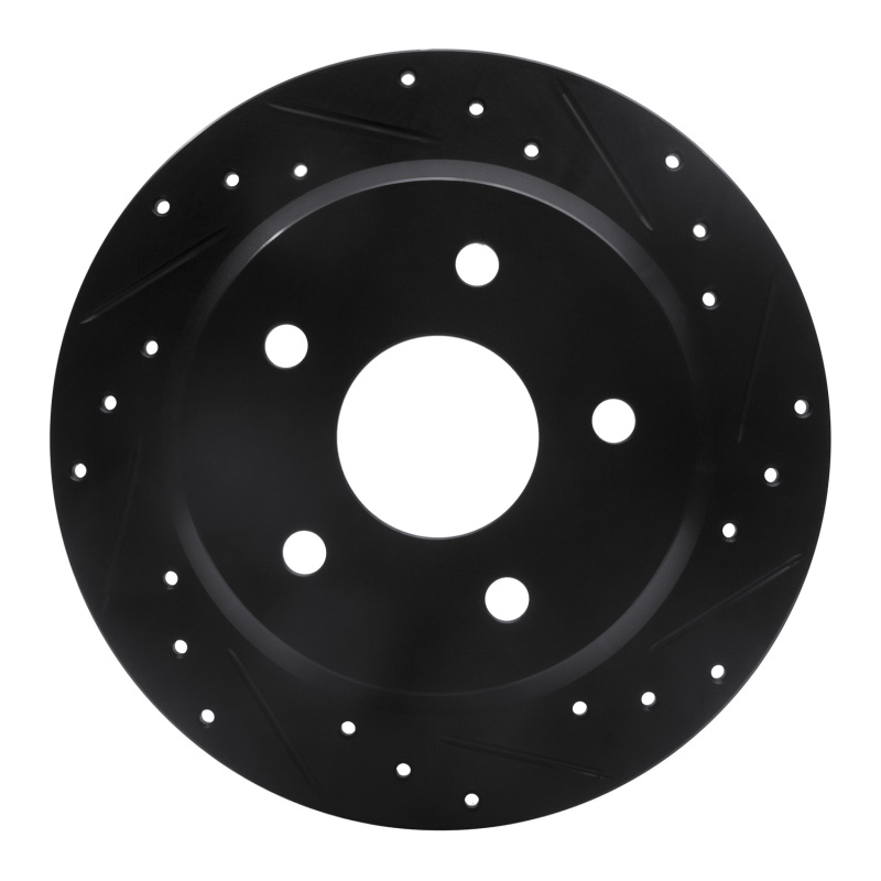 R1 99-04 Jeep Grand Cherokee Rear Right Drilled & Slotted Black Brake Rotor