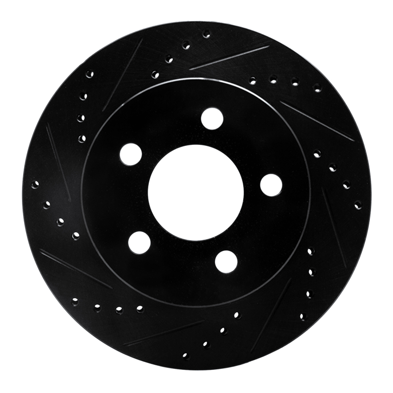 R1 99-06 Jeep Cherokee Front Left Drilled & Slotted Black Brake Rotor