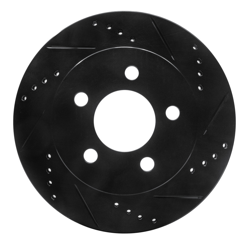 R1 99-06 Jeep Wrangler Front Right Drilled & Slotted Black Brake Rotor